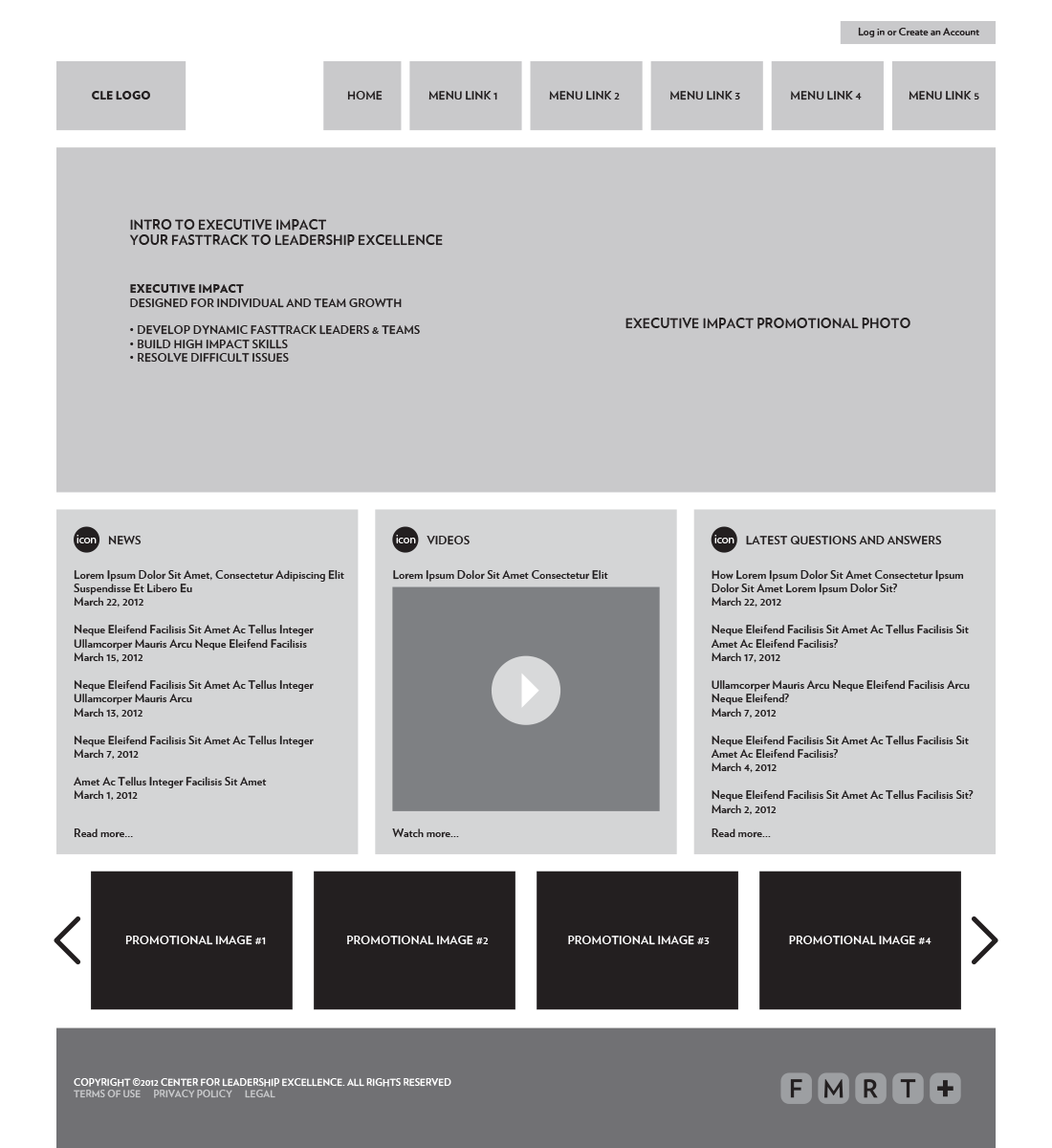 CLE Homepage wireframe