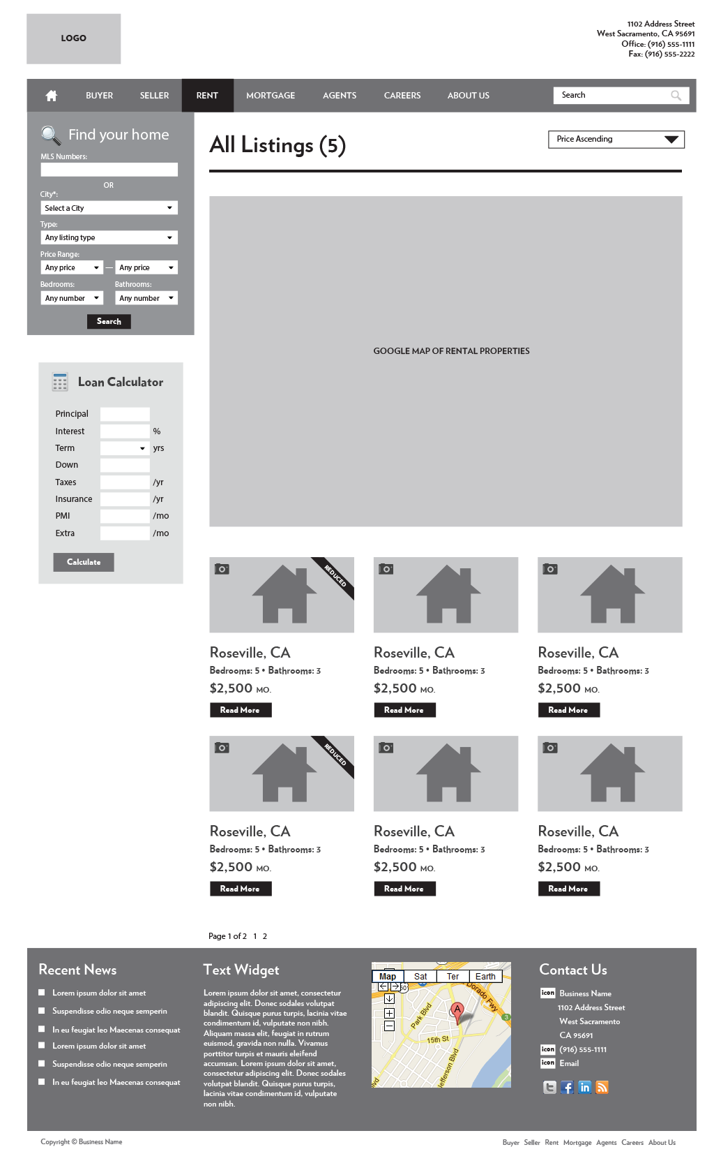 Exclusive Reality wireframe